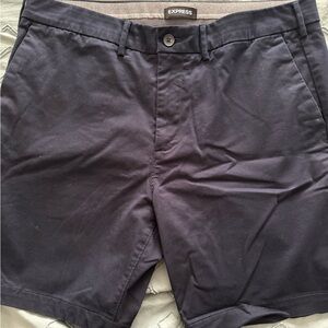 Express Men's Dark Blue Flat Front Shorts